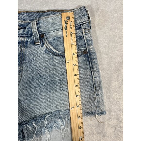 Levis 501 Cutoff Shorts Women's 27 Blue Lightwash Denim Button Fly Red Tab - Picture 4 of 10